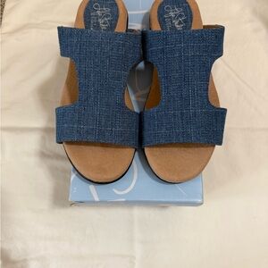 Life Stride Denim-Style Blue Slip-On Mules